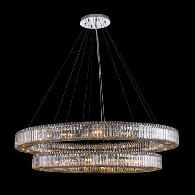 Allegri Crystal Rondelle 2 Tier Pendant (47" + 60") in Polished Chrome 11720-010-FR001