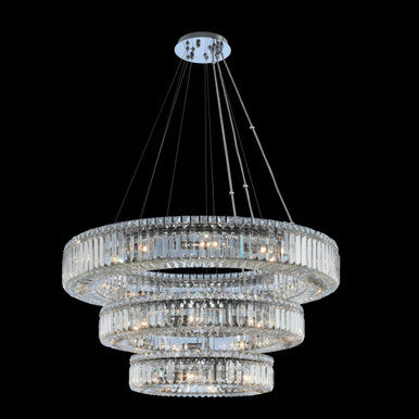 Allegri Crystal Rondelle (18 + 26 + 36) Inch 3 Tier Pendant in Chrome 11771-010-FR001