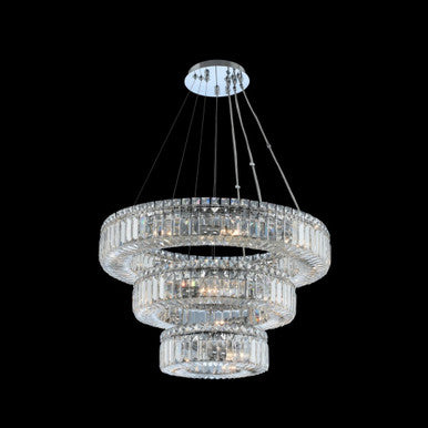 Allegri Crystal Rondelle (12 + 18 + 26) Inch 3 Tier Pendant in Chrome 11772-010-FR001