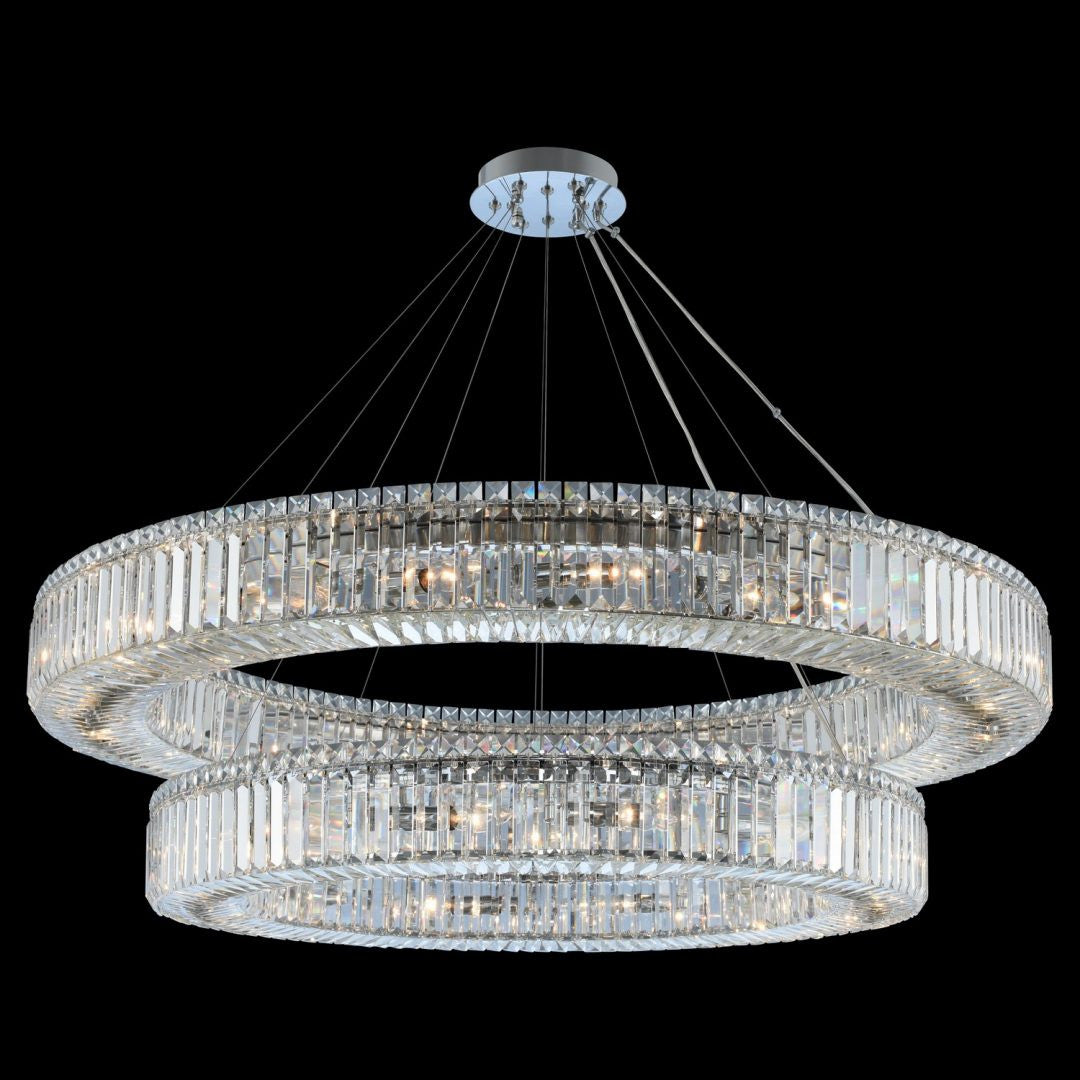 Allegri Crystal Rondelle (36 + 47) Inch 2 Tier Pendant in Chrome 11773-010-FR001