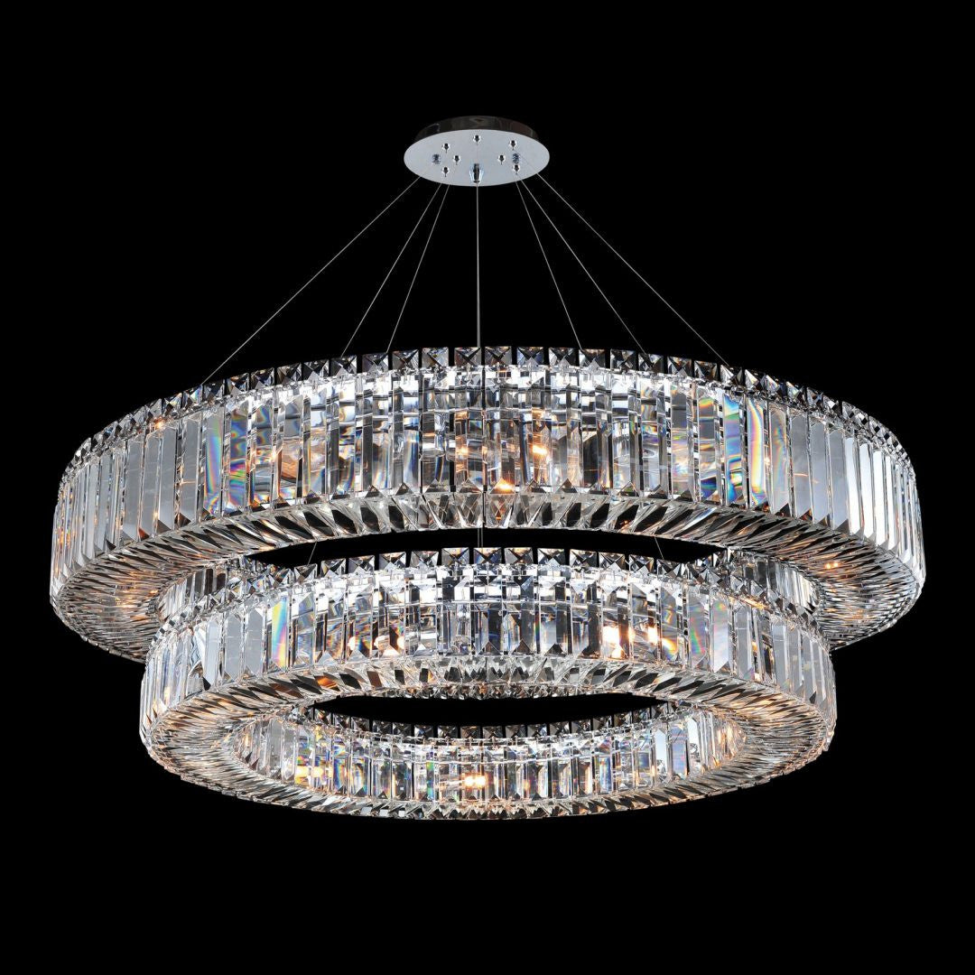 Allegri Crystal Rondelle 36 Inch 2 Tier Pendant in Chrome 11774-010-FR001