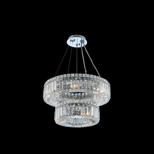 Allegri Crystal Rondelle (12 + 18) Inch 2 Tier Pendant in Chrome 11776-010-FR001