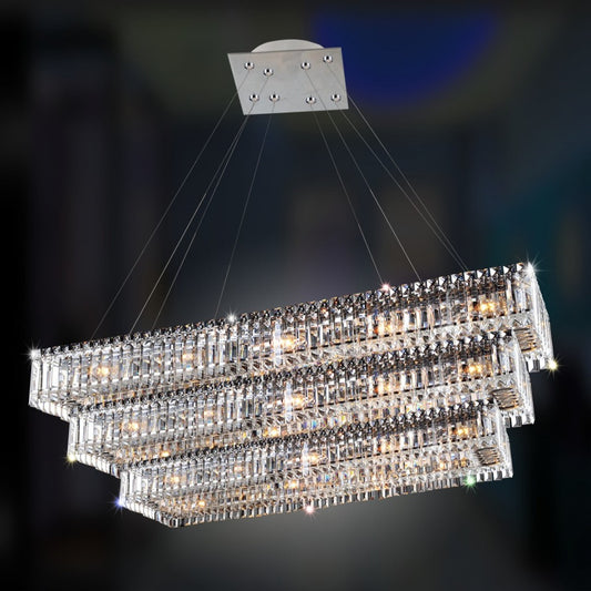 Allegri Crystal Baguette 43 Inch Rectangular 3 Tier Pendant in Chrome 11777-010-FR001