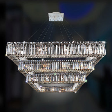 Allegri Crystal Quadro 35 Inch Square 3 Tier Pendant in Chrome 11780-010-FR001