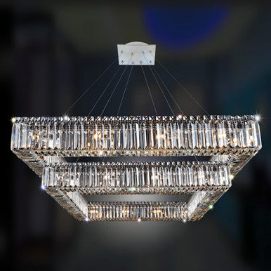 Allegri Crystal Quadro 35 Inch Square 2 Tier Pendant in Chrome 11781-010-FR001