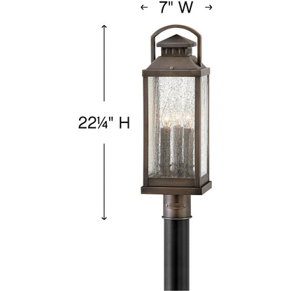 Hinkley Lighting Revere Medium Post Top or Pier Mount Lantern Blackened Brass 1181BLB