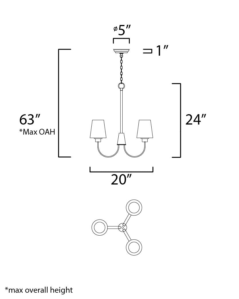 Maxim Shelter 3-Light Chandelier in Satin Nickel 11823SWSN