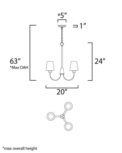 Maxim Shelter 3-Light Chandelier in Satin Nickel 11823SWSN