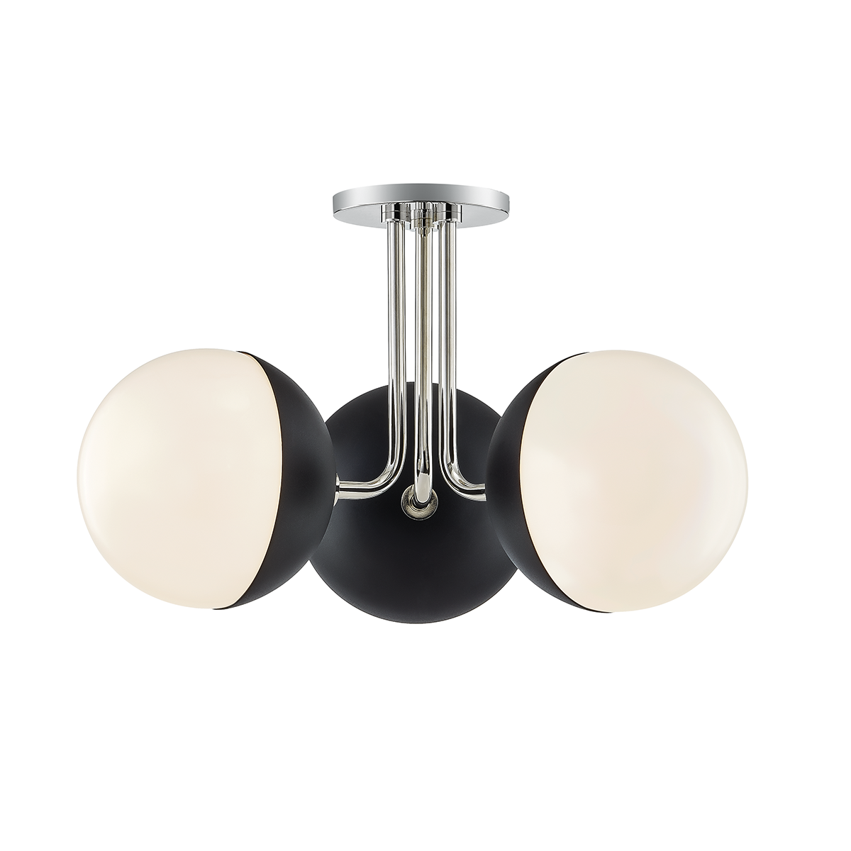 Mitzi 3 Light Semi Flush in Polished Nickel/Black H344603-PN/BK