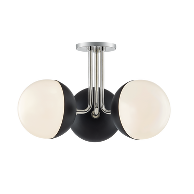 Mitzi 3 Light Semi Flush in Polished Nickel/Black H344603-PN/BK