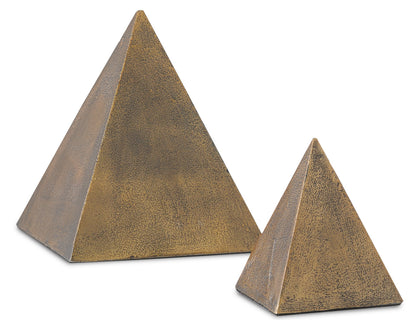 Currey & Co. Mandir Brass Pyramid Set of 2 1200-0274