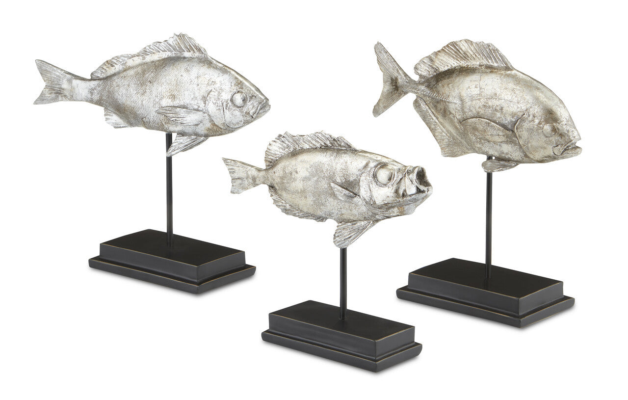 Currey & Co. Silver Fish Set of 3 1200-0437