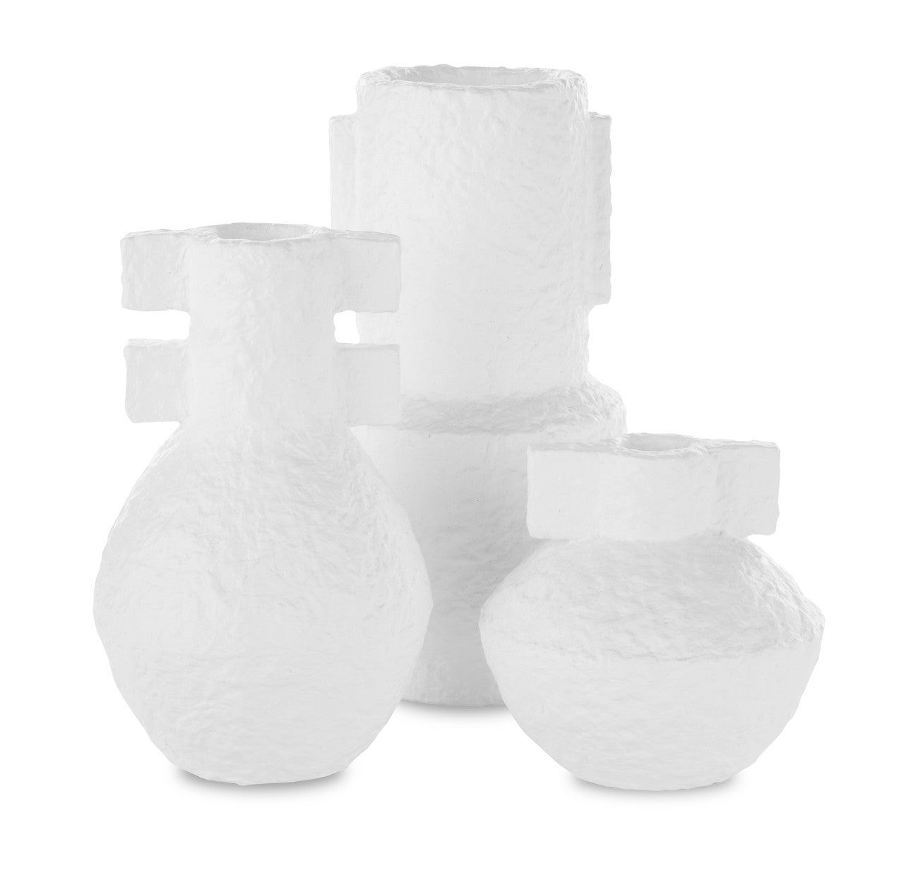 Currey & Co. Aegean White Vase Set of 3 1200-0463