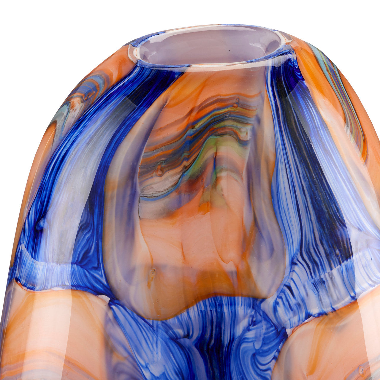 Currey & Co. Negroli Blue & Orange Glass Vase 1200-0562