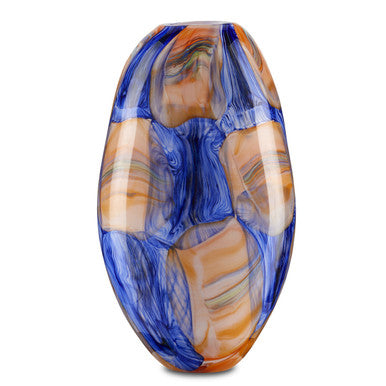 Currey & Co. Negroli Blue & Orange Glass Vase 1200-0562