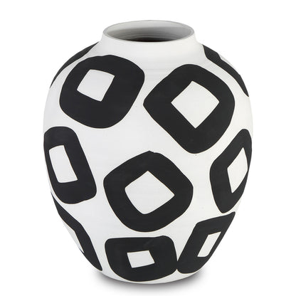 Currey & Co. Pagliacci Medium Black & White Vase 1200-0604