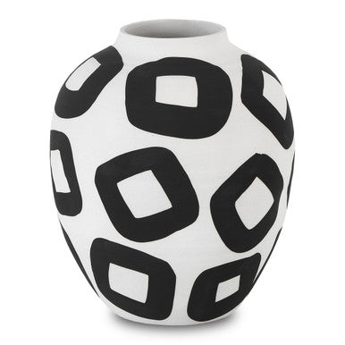 Currey & Co. Pagliacci Medium Black & White Vase 1200-0604