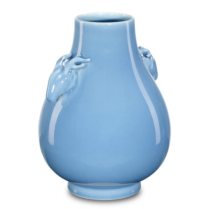 Currey & Co. Sky Blue Deer Handles Vase 1200-0607