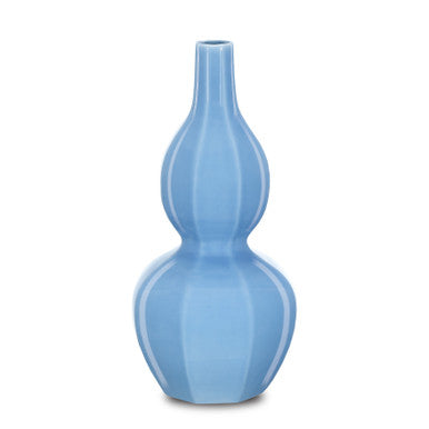 Currey & Co. Sky Blue Octagonal Double Gourd Vase 1200-0609