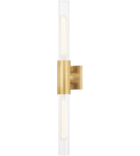 Hudson Valley Lighting Asher 2 Light Wall Sconce in Aged Brass 1202-AGB