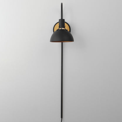 Maxim Dawn Pin Up Wall Sconce in Antique Brass / Black 12041ABBK