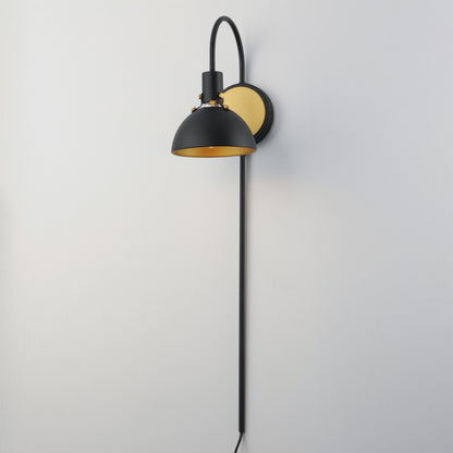 Maxim Dawn Pin Up Wall Sconce in Antique Brass / Black 12041ABBK