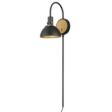 Maxim Dawn Pin Up Wall Sconce in Antique Brass / Black 12041ABBK