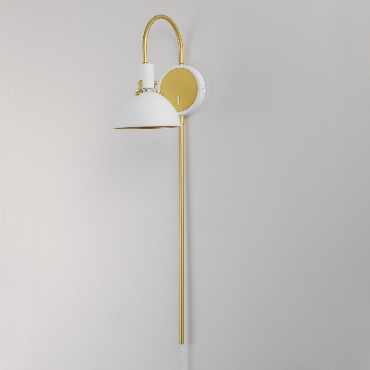 Maxim Dawn Pin Up Wall Sconce in White/Satin Brass 12041WTSBR