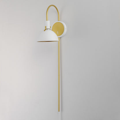 Maxim Dawn Pin Up Wall Sconce in White/Satin Brass 12041WTSBR