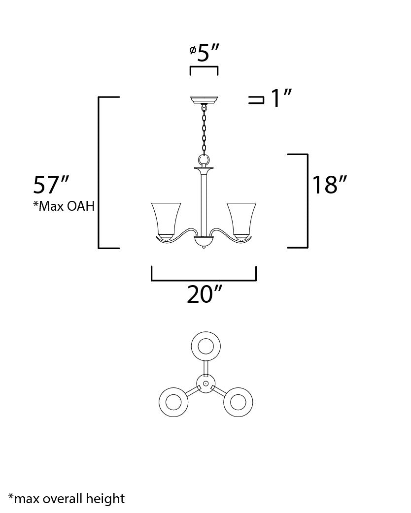 Maxim Vital 3-Light Chandelier in Oil Rubbed Bronze 12073FTOI