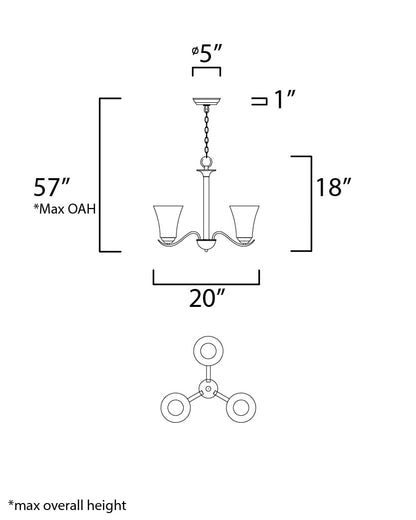 Maxim Vital 3-Light Chandelier in Oil Rubbed Bronze 12073FTOI