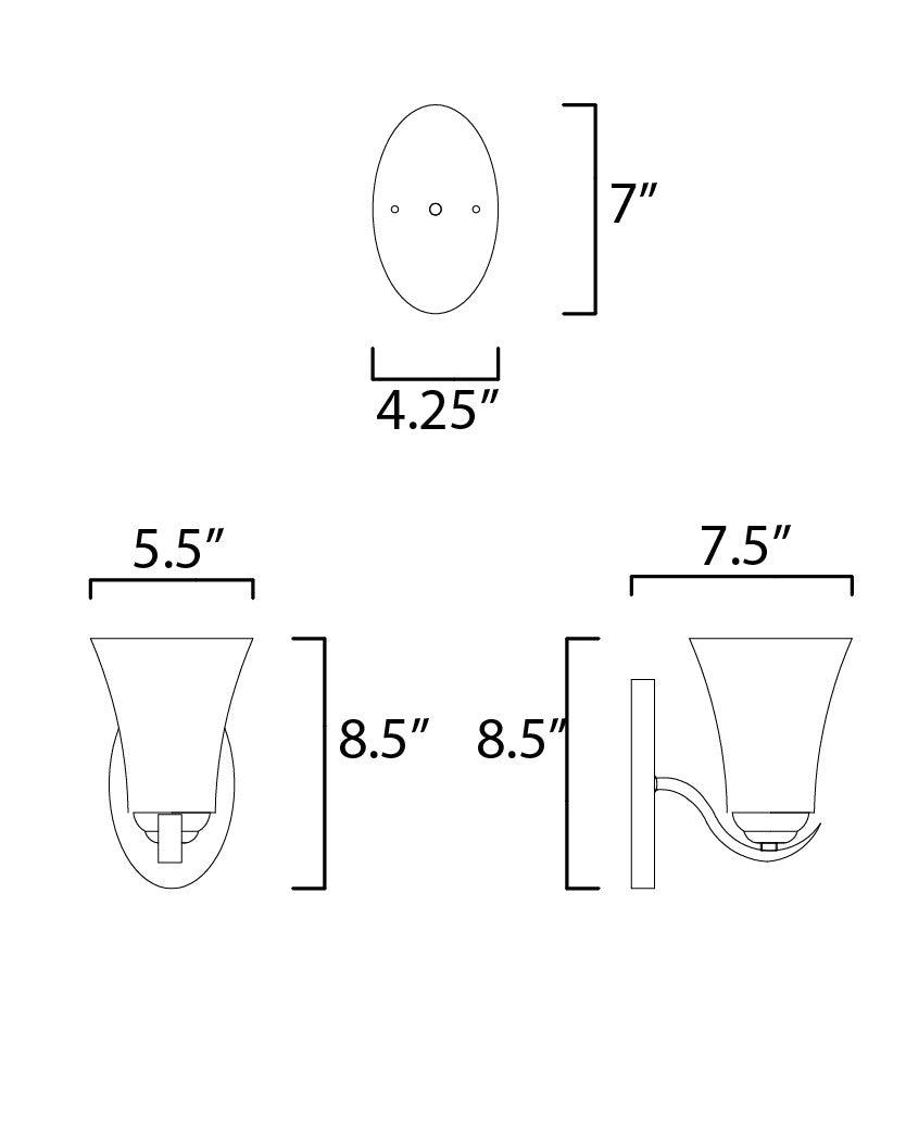 Maxim Vital 1-Light Wall Sconce in Satin Nickel 12081FTSN