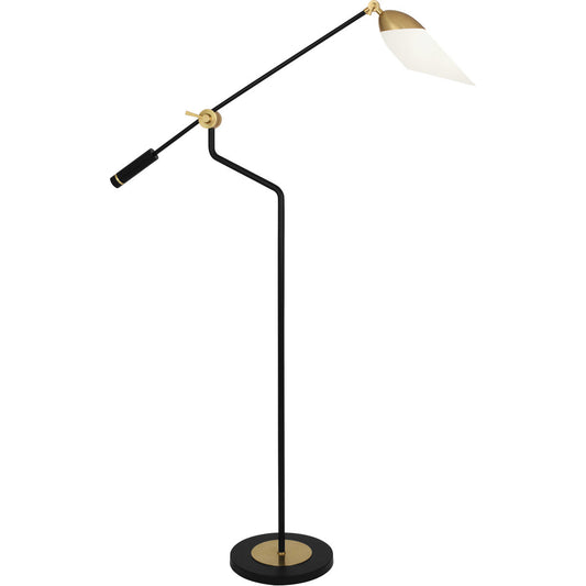 Robert Abbey  Ferdinand Floor Lamp in Matte Black Painted Finish with Modern Brass Accents 1211