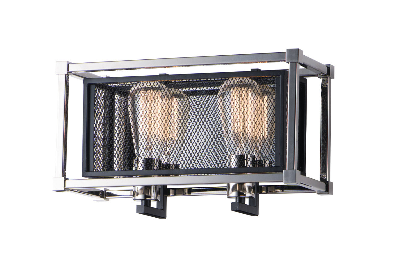 Maxim Refine 2-Light Wall Sconce in Black / Polished Nickel 12152BKPN