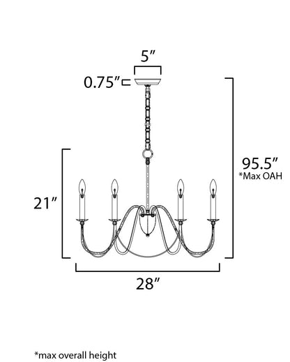 Maxim Plumette 6-Light Chandelier in Gold Leaf 12166GL