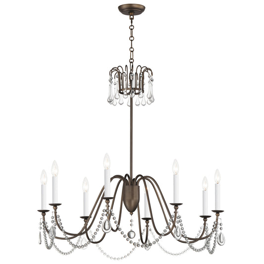 Maxim Plumette 8-Light Chandelier w Crystal in Chestnut Bronze 12168CHB/CRY