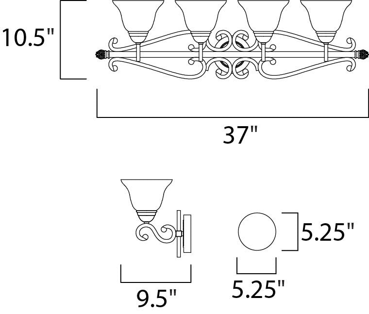 Maxim Manor 4-Light Bath Vanity in Oil Rubbed Bronze 12214FIOI