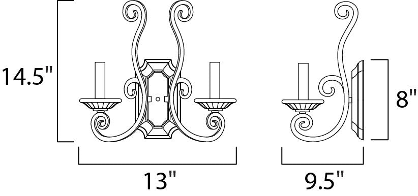 Maxim Manor 2-Light Wall Sconce in Oil Rubbed Bronze 12218OI