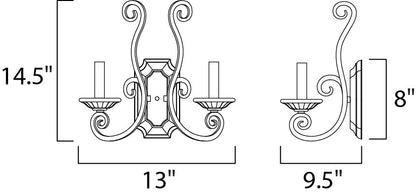 Maxim Manor 2-Light Wall Sconce in Oil Rubbed Bronze 12218OI