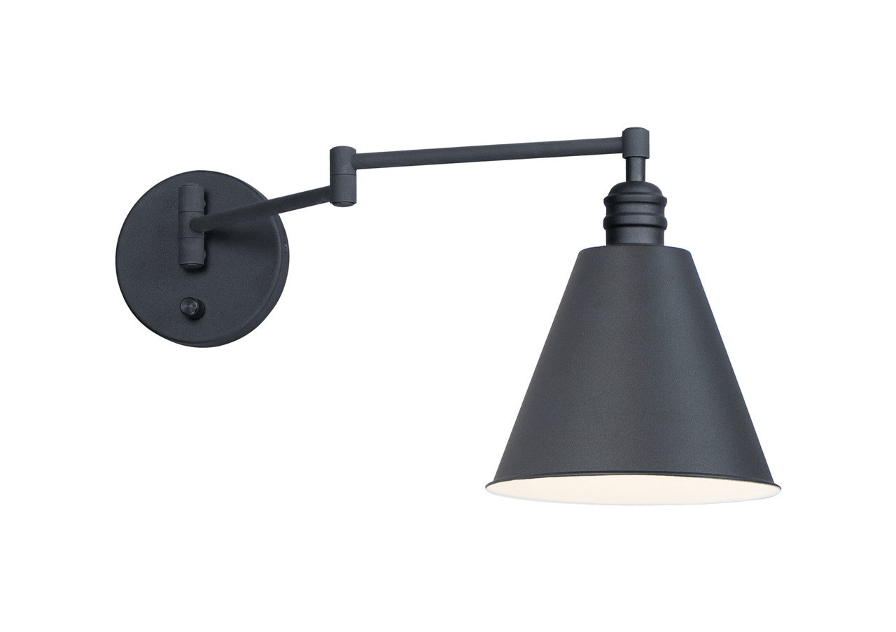 Maxim Library 1-Light Wall Sconce Horizontal Swing Arm in Black 12220BK