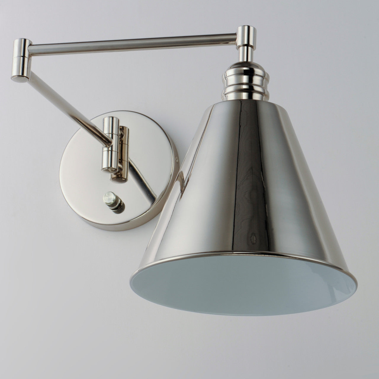 Maxim Library 1-Light Wall Sconce Horizontal Swing Arm in Polished Nickel 12220PN