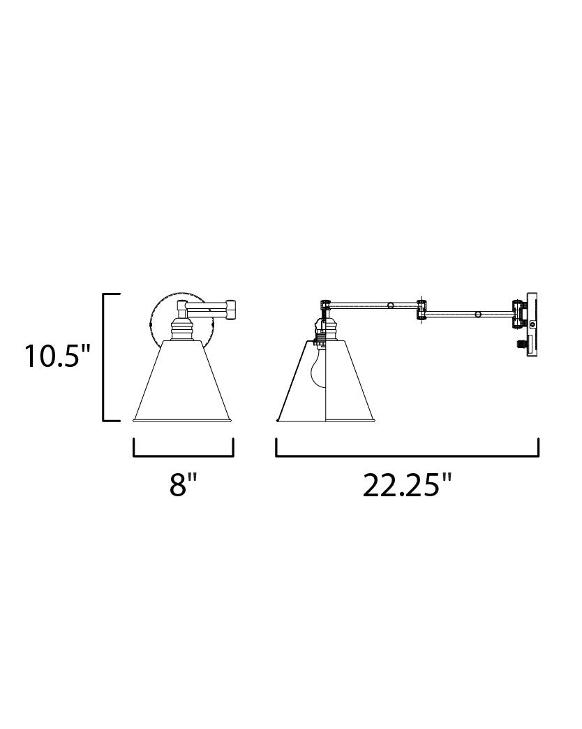 Maxim Library 1-Light Wall Sconce Horizontal Swing Arm in Polished Nickel 12220PN