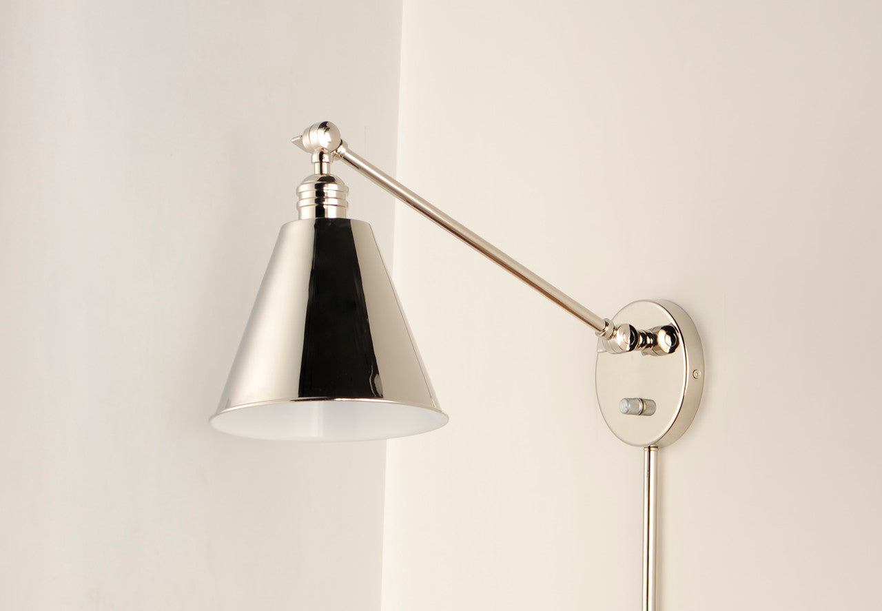 Maxim Library 1-Light Wall Sconce in Polished Nickel 12222PN