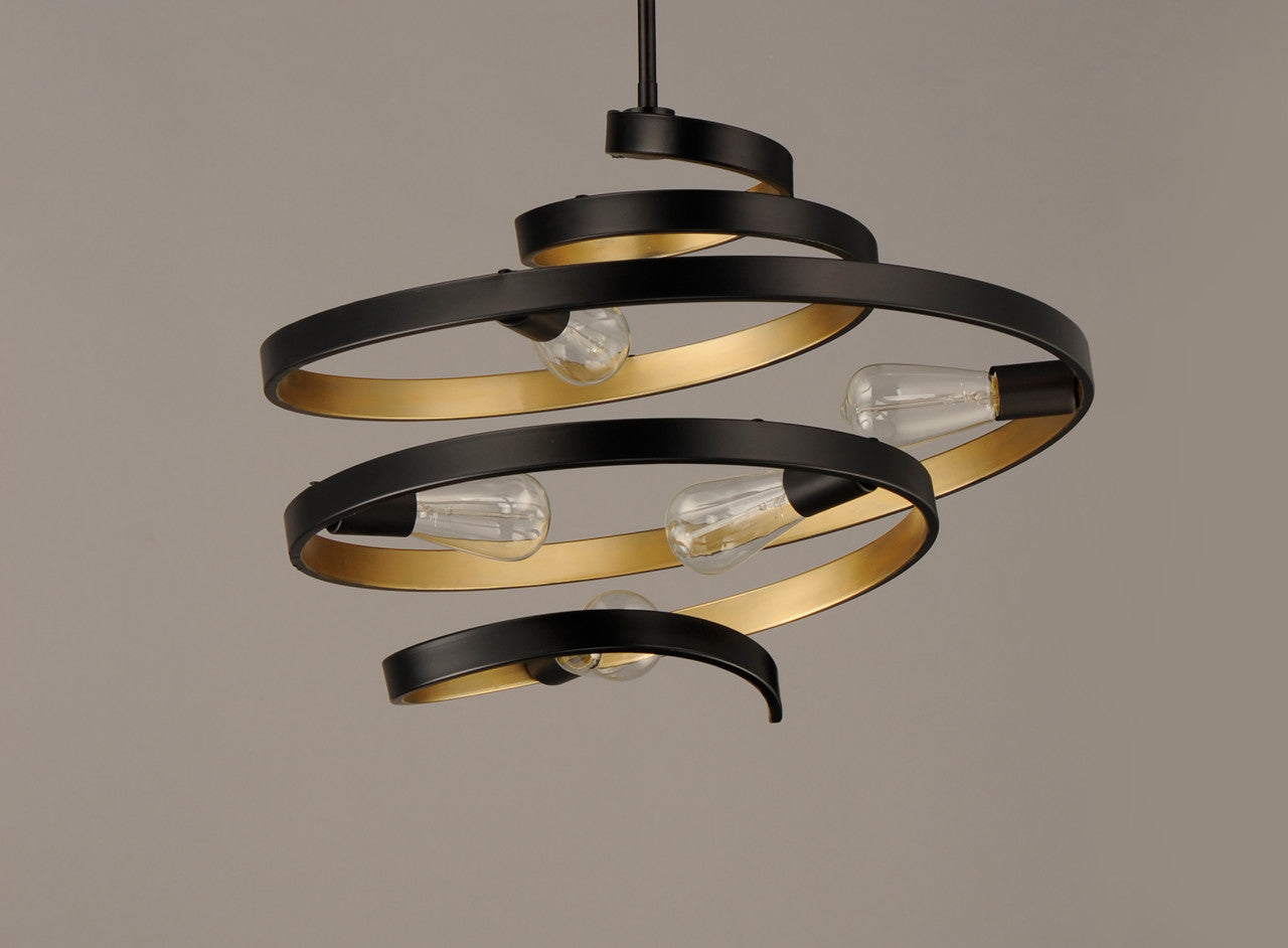 Maxim Twister 5-Light Pendant in Black / Gold 12235BKGLD