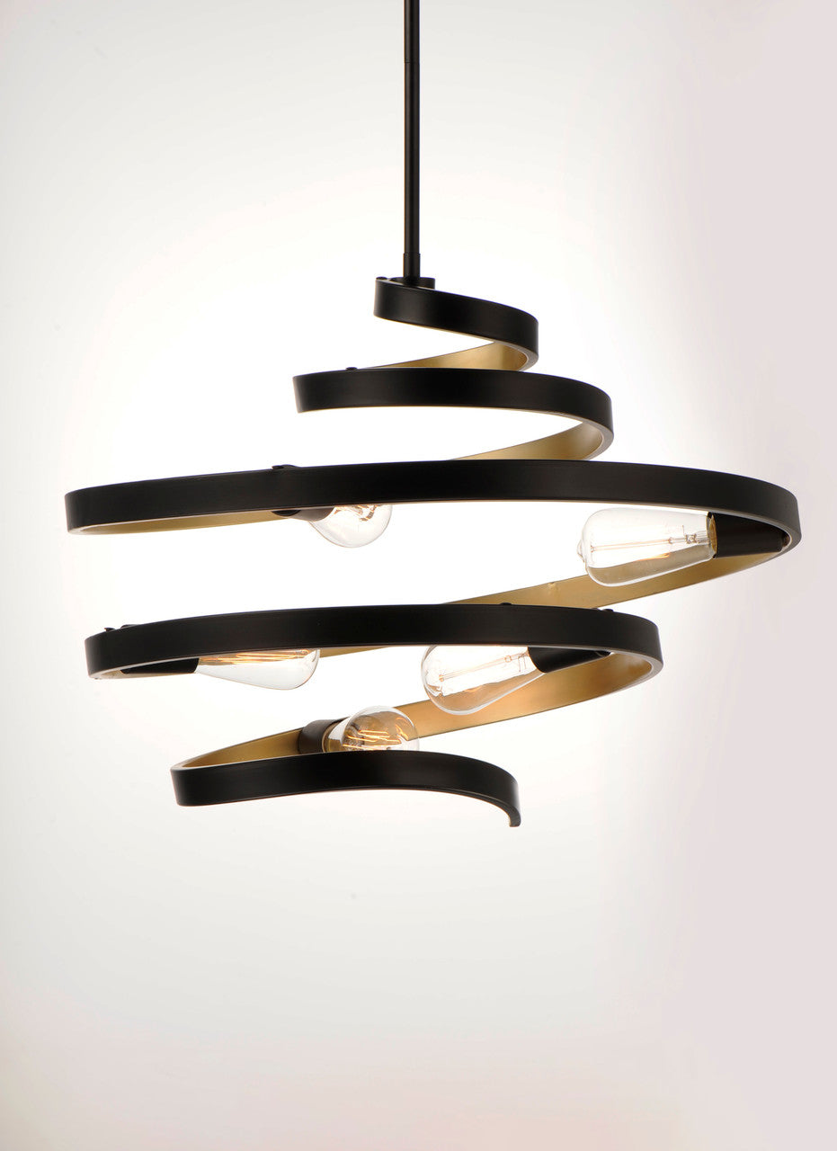 Maxim Twister 5-Light Pendant in Black / Gold 12235BKGLD