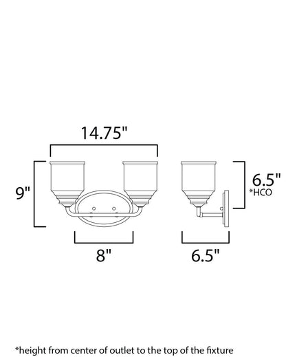 Maxim Acadia 2-Light Bath Vanity in Satin Nickel 12262CDSN