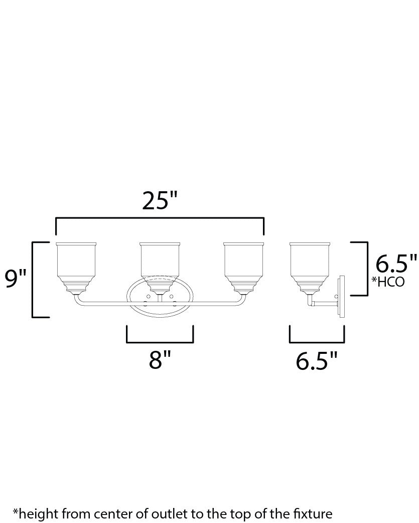 Maxim Acadia 3-Light Bath Vanity in Black 12263CDBK