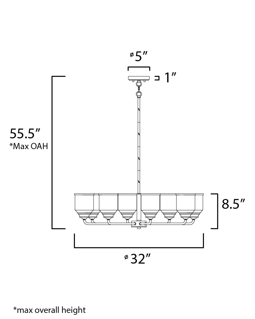 Maxim Acadia 8-Light Chandelier in Black 12268CDBK