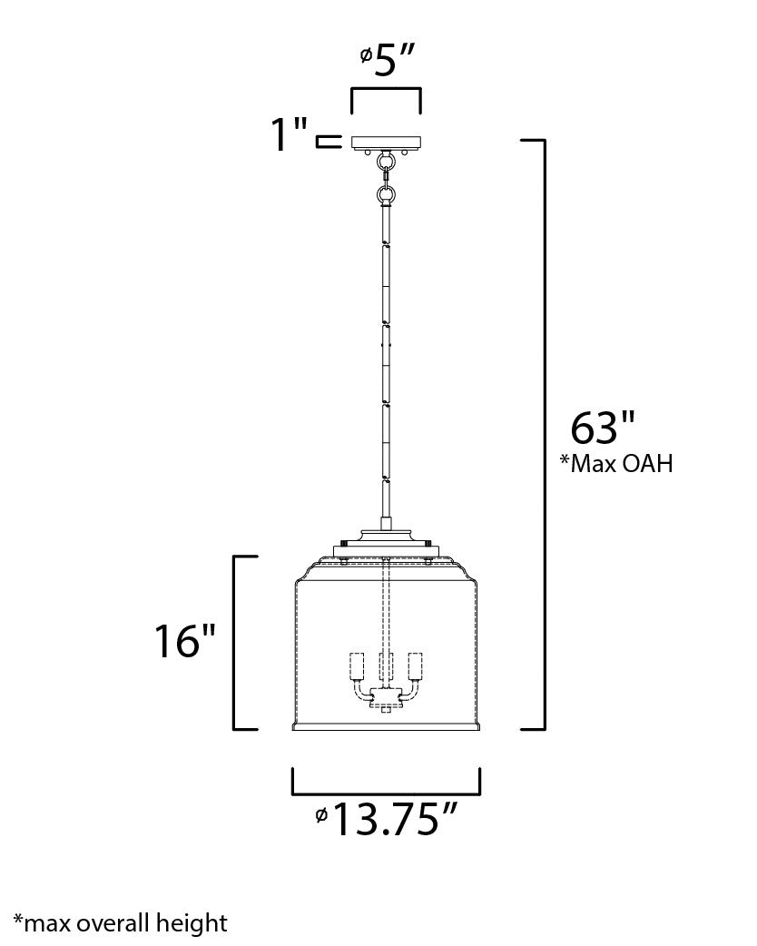 Maxim Acadia 3-Light Pendant in Heritage 12273CDHR