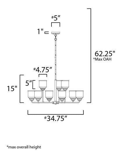 Maxim Acadia 9-Light Chandelier in Satin Nickel 12277CDSN